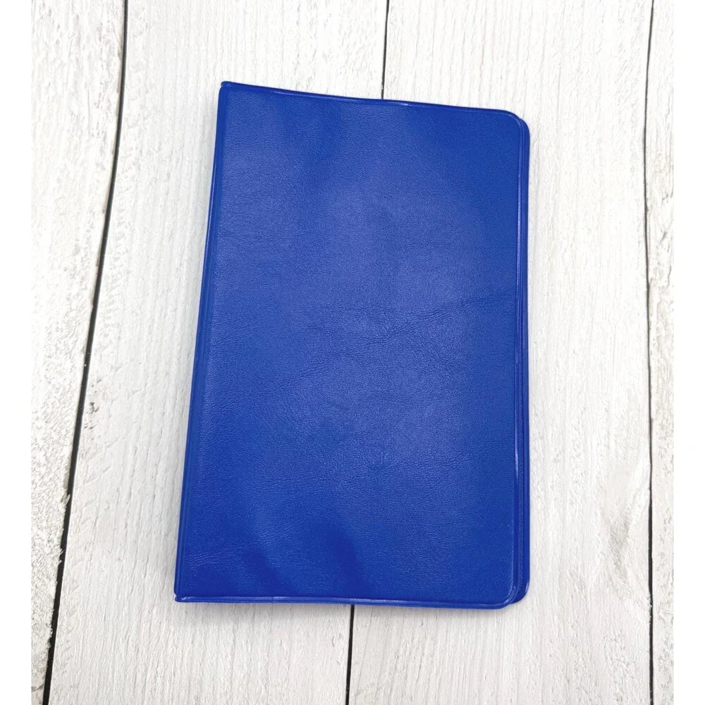 Vintage‎ 1980s Blue Vinyl Mini Binder Retro Office Supply Organizer Planner